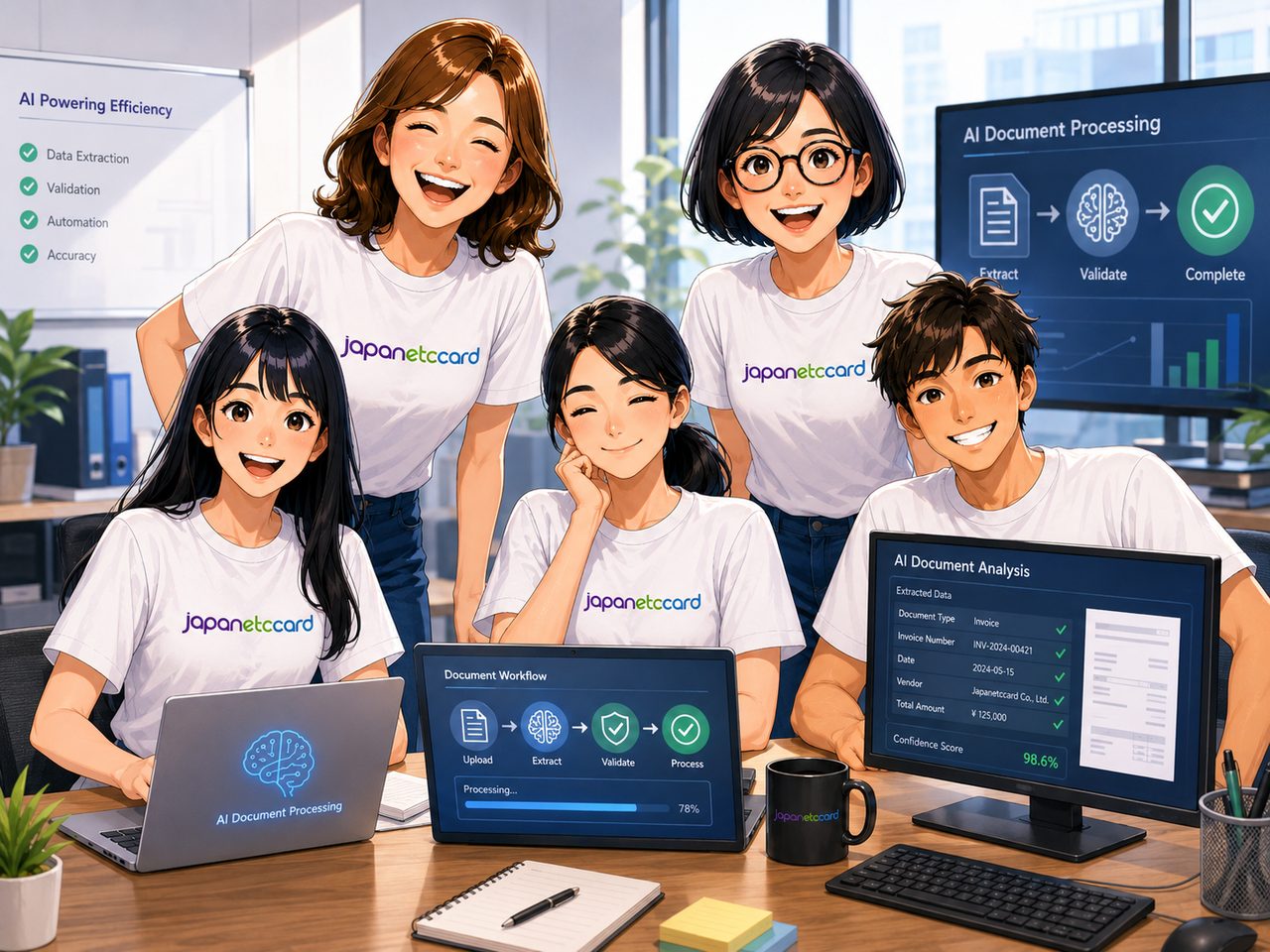 JapanETCcard team celebrating AI-powered document processing efficiency